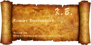Komán Bernadett névjegykártya